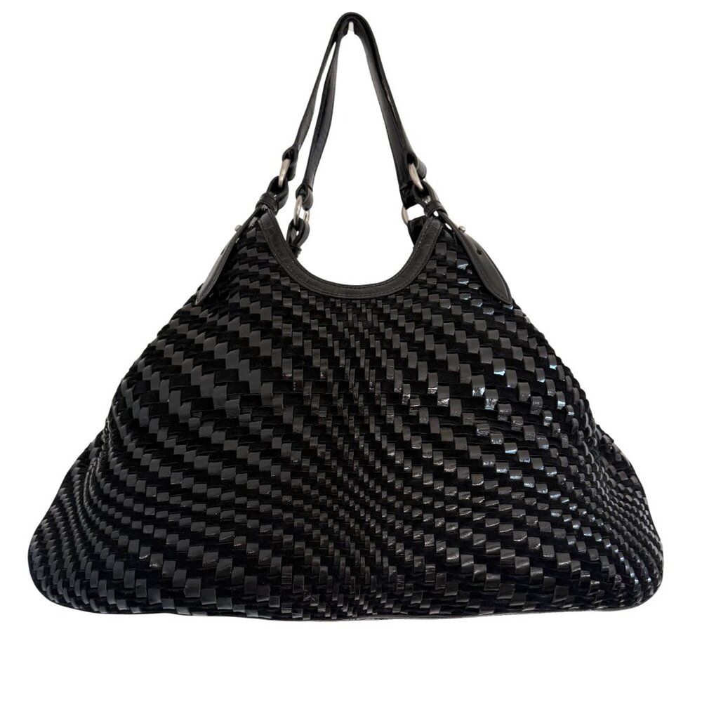 Cole Haan Genevieve Woven Patent & Suede Leather Large Triangle Tote – NWOT
